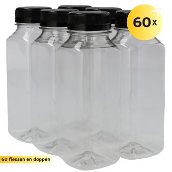 250 ml Juice Square PET transparant + Garantiedop zwart